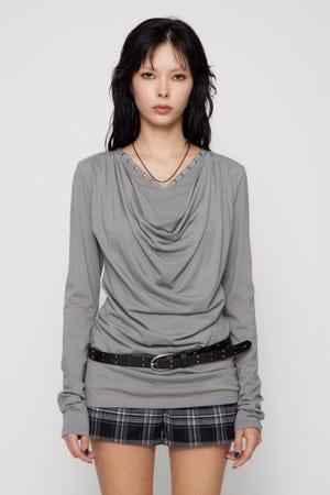 DRAPE STUDS CUT チュニック