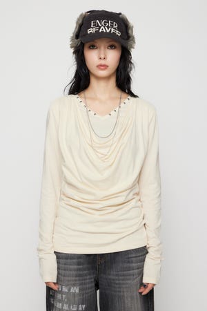 DRAPE STUDS CUT チュニック