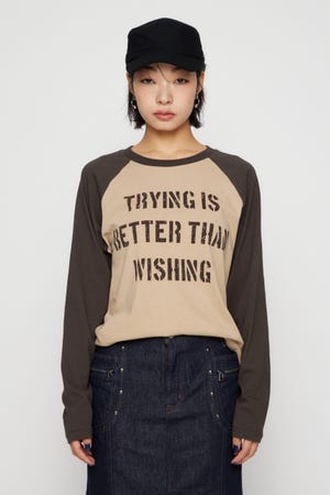 FRONT LETTERING RAGLAN トップス