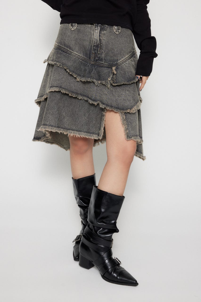 LAGUA GEM | RONDOM HEM CUT OFF デニムスカート (スカート