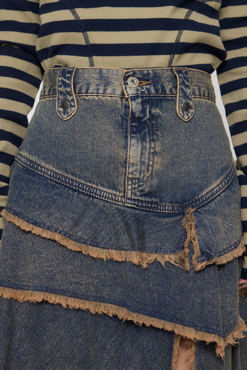 LAGUA GEM | RONDOM HEM CUT OFF デニムスカート (スカート