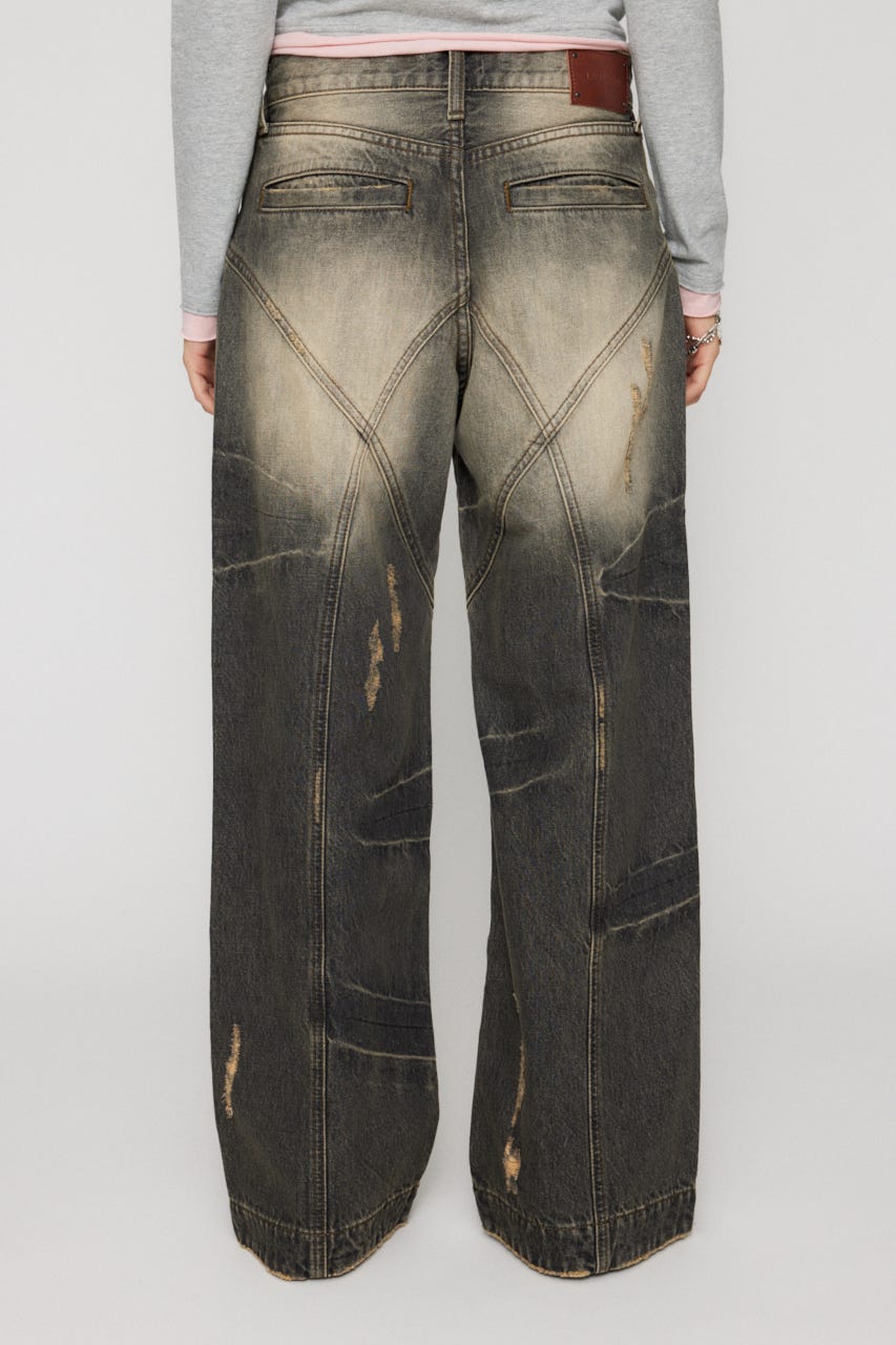 LAGUA GEM | FINE CRASH STRAIGHT デニム (ストレート ) |SHEL