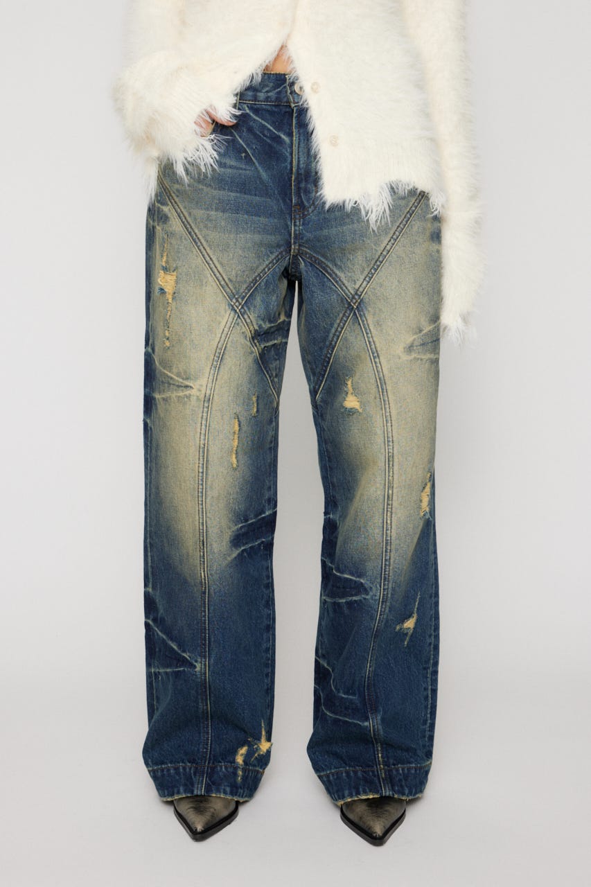 LAGUA GEM | FINE CRASH STRAIGHT デニム (ストレート ) |SHEL