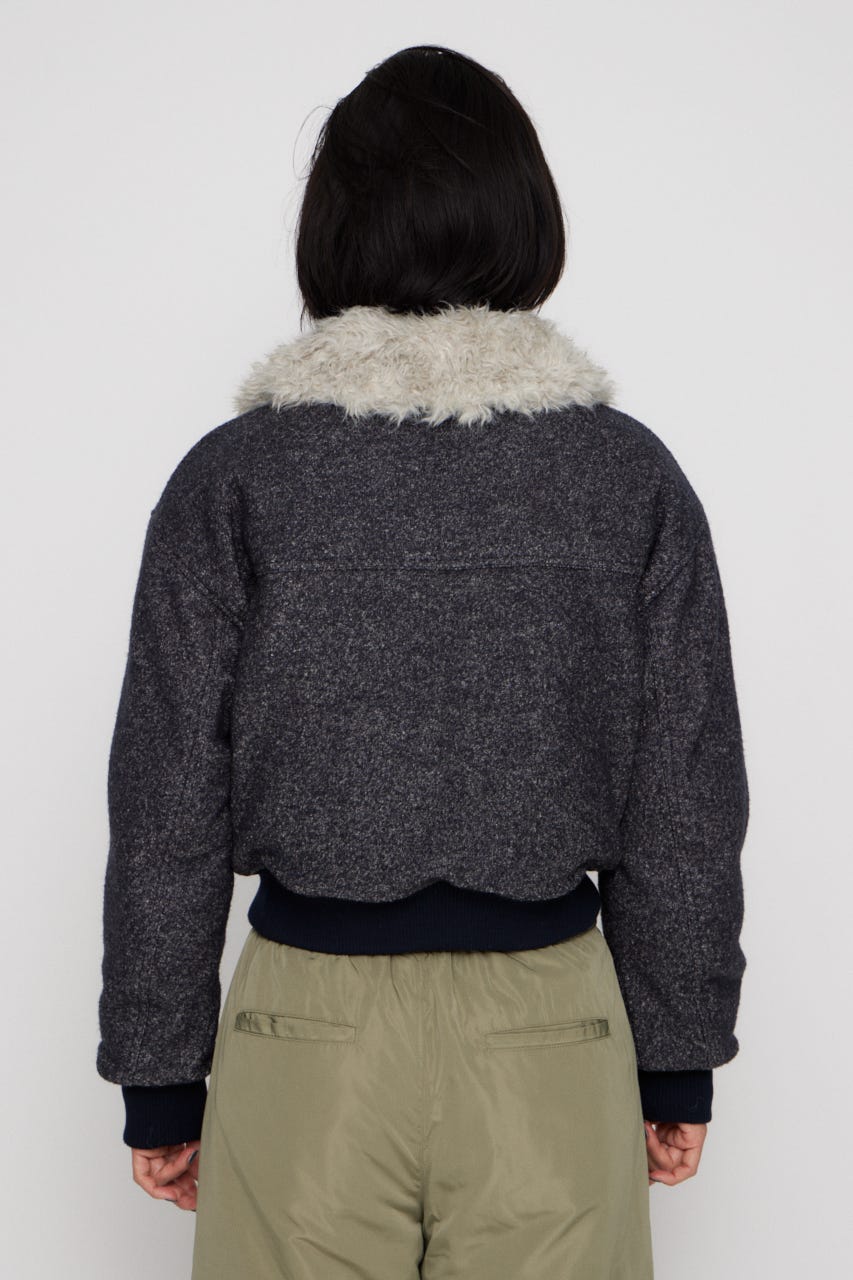 TWEED LIKE BOA ブルゾン NVY M