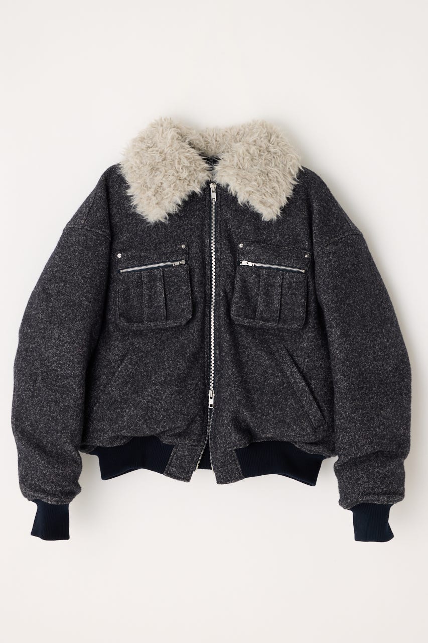 TWEED LIKE BOA ブルゾン NVY M