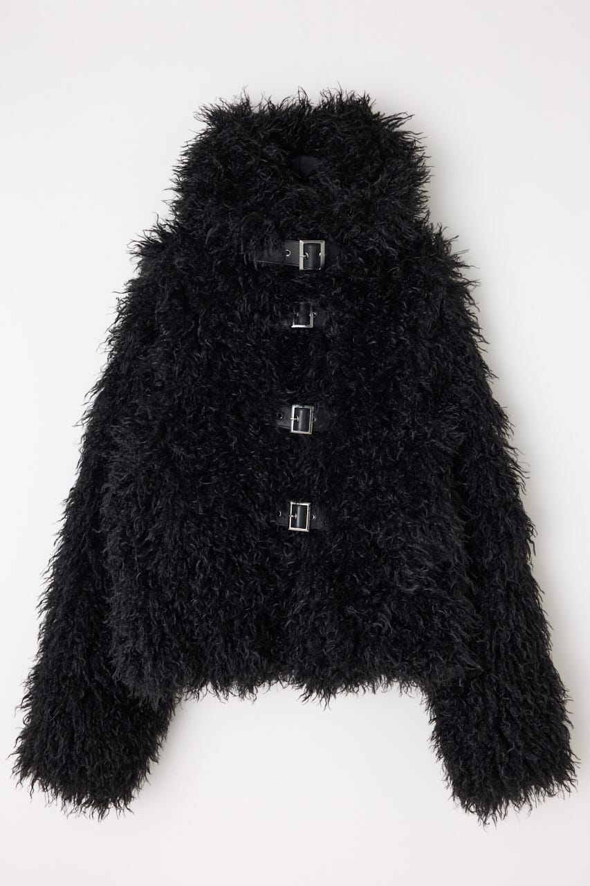 LAGUA GEM | LONG FAUX FUR BELTED ジャケット (コート ) |SHEL
