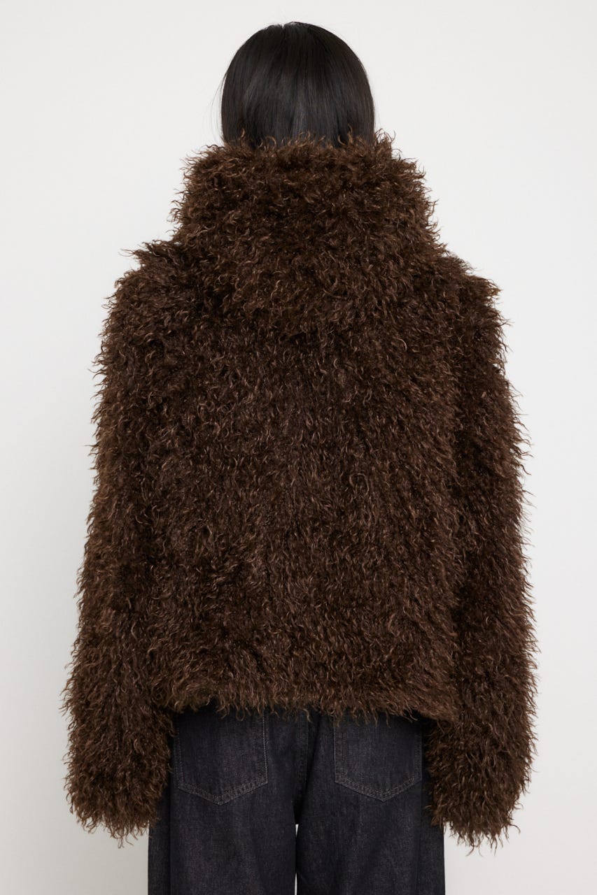 laguagem アウター　ブラウン LAGUA GEM アウター POMPOM FAUX ファージャケット レディース