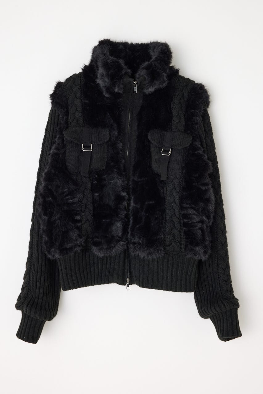 LAGUA GEM | CABLE KNIT FAUX FUR ブルゾン (ブルゾン ) |SHEL