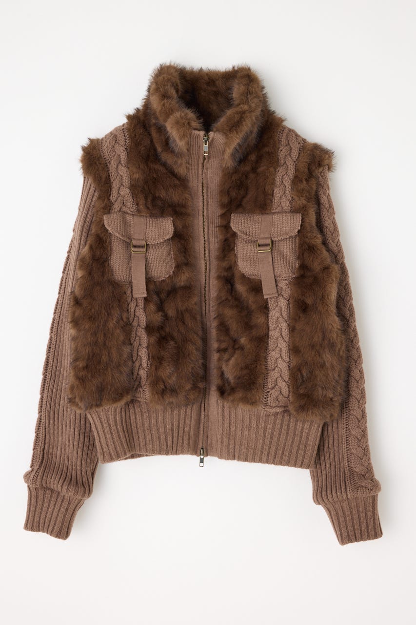 LAGUA GEM | CABLE KNIT FAUX FUR ブルゾン (ブルゾン ) |SHEL