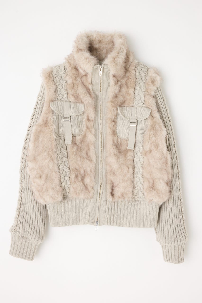 CABLE KNIT FAUX FUR ブルゾン laguagem LAGUA GEM | CABLE KNIT FAUX FUR ブルゾン (ブルゾン ) |SHEL