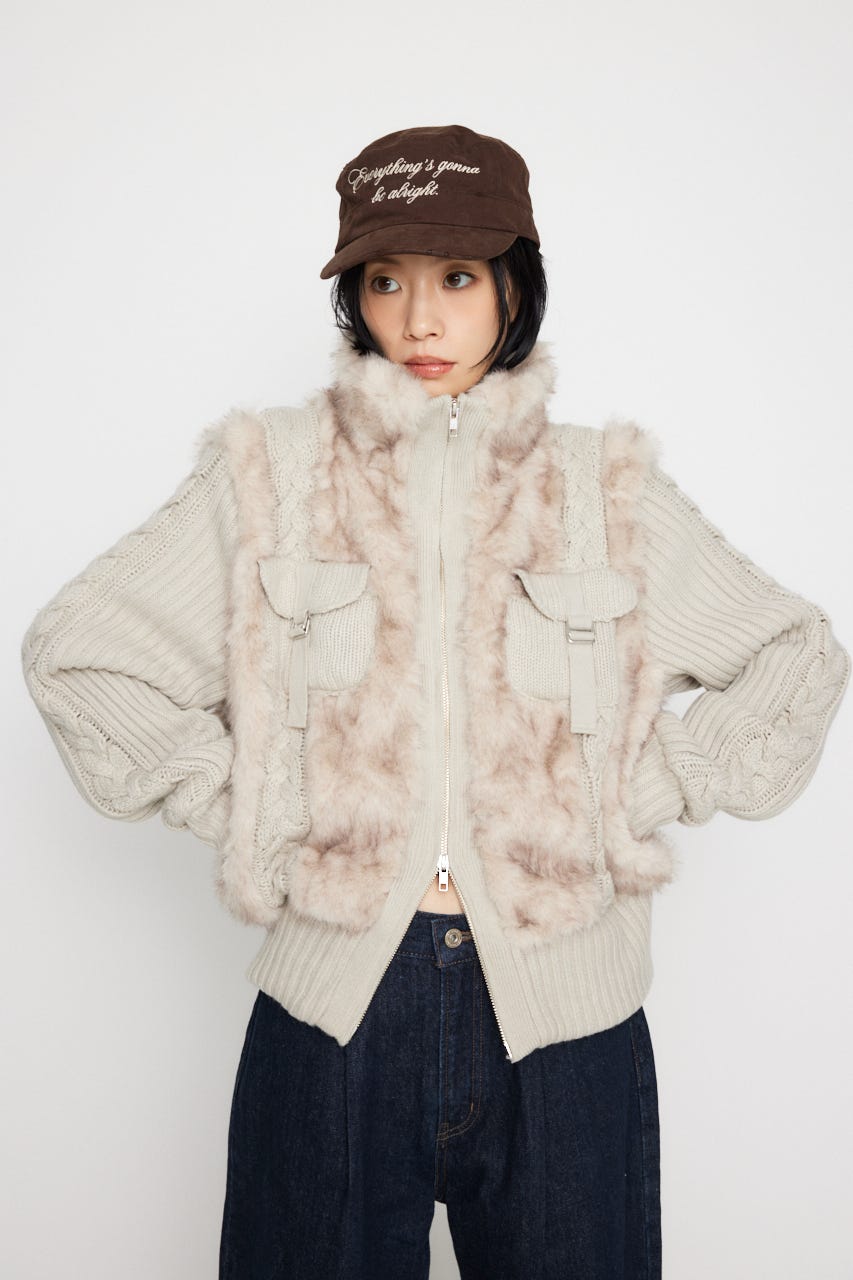 LAGUA GEM フリースボンバージャケット LAGUA GEM | CABLE KNIT FAUX FUR ブルゾン (ブルゾン ) |SHEL
