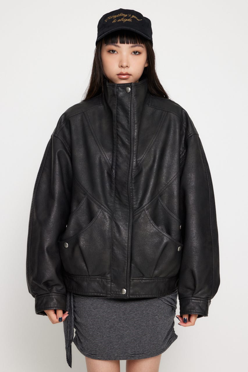【極美品】LAGUA GEM CROPPED FAUX LEATHER ブルゾン LAGUA GEM | CROPPED FAUX LEATHER ブルゾン (ブルゾン ) |SHEL