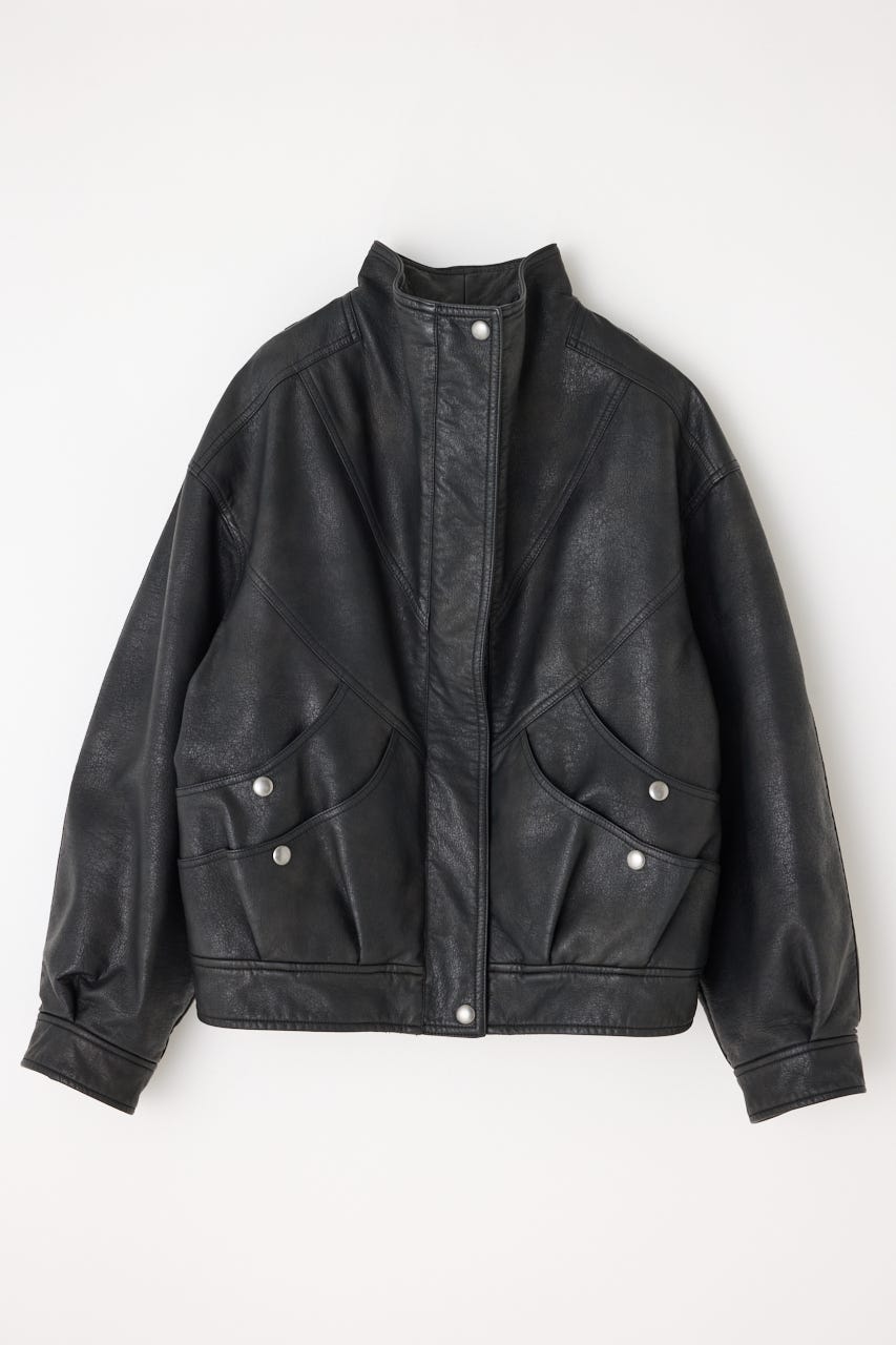 LAGUA GEM | STAND NECK FAUX LEATHER ブルゾン (ブルゾン