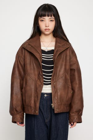 LAGUA GEM フライトジャケット オーバーレザーブルゾン LAGUA GEM F／LEATHER OVER JK CAM -靴＆ファッション通販