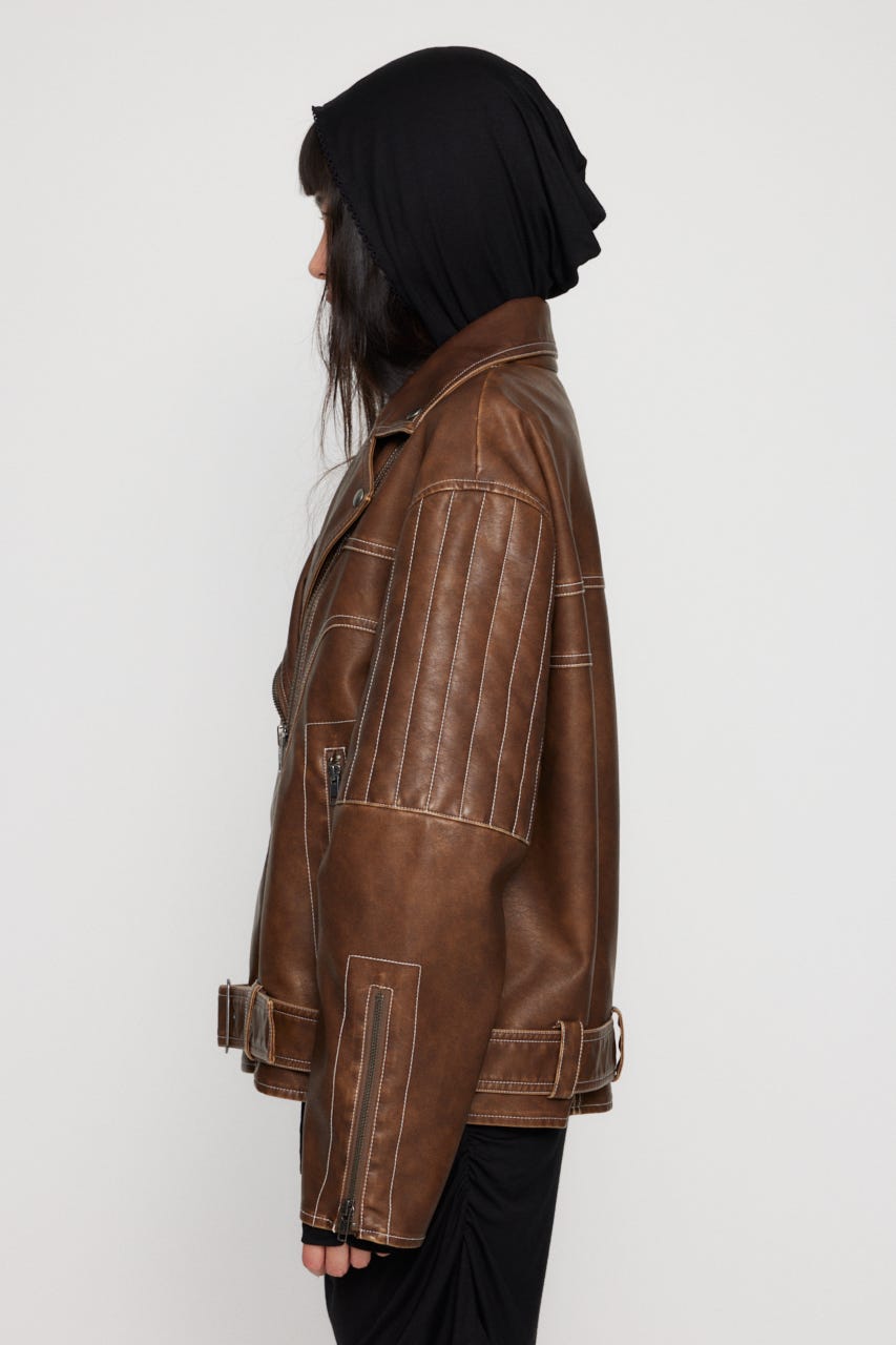 laguagem レザージャケット　ブラウン LAGUA GEM | BELTED OVER VINTAGE ジャケット (ジャケット