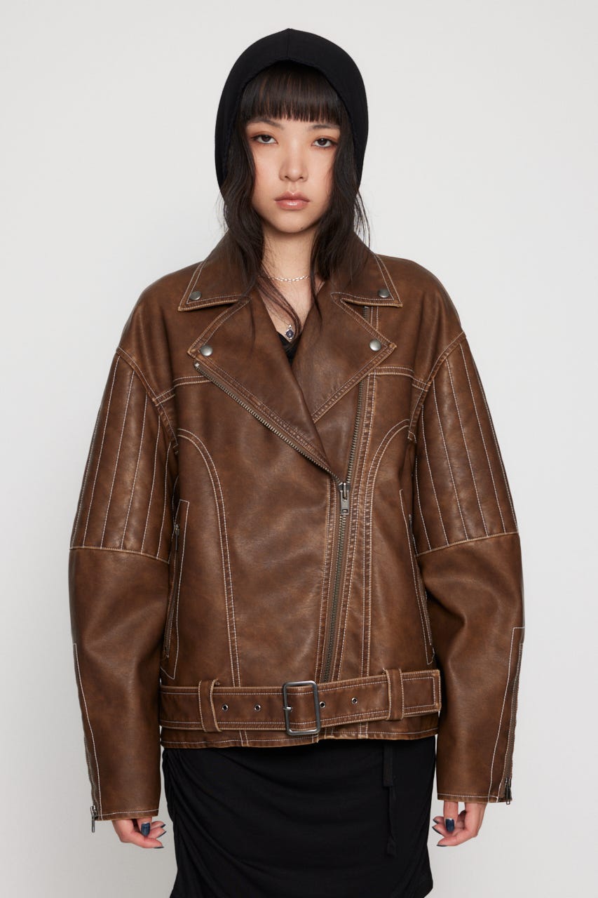 goa ラクーンファー付レザーフードジャケット y2k グランジ 楽天市場】【NEW ARRIVAL】ブルゾン フェイクレザー レザー ティ