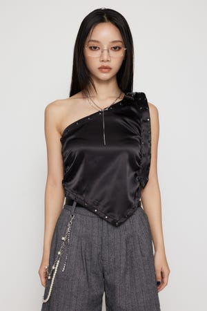 ONE SHOULDER SATIN トップス