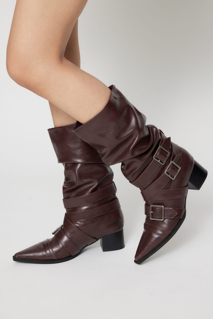 フィットロングブーツ フレックスヒールストレッチロングブーツ （ブラウン） -fitfit