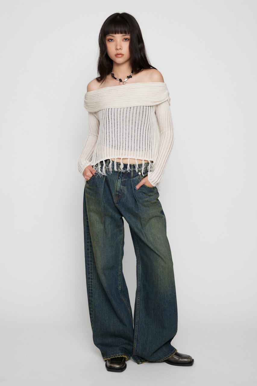 FRINGE OFF SHOULDER ニット IVOY FREE