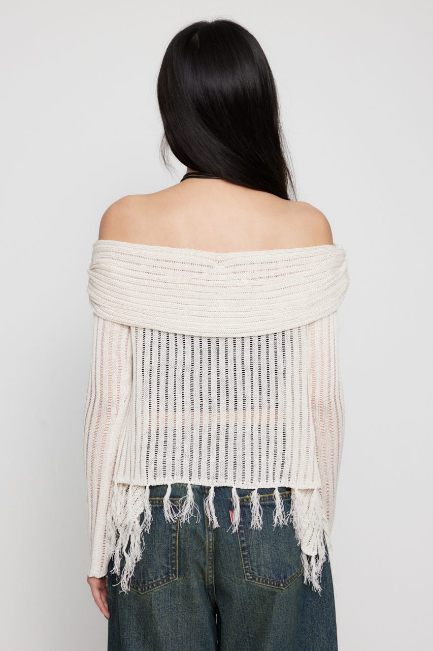 FRINGE OFF SHOULDER ニット IVOY FREE