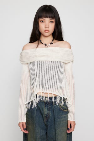 FRINGE OFF SHOULDER ニット