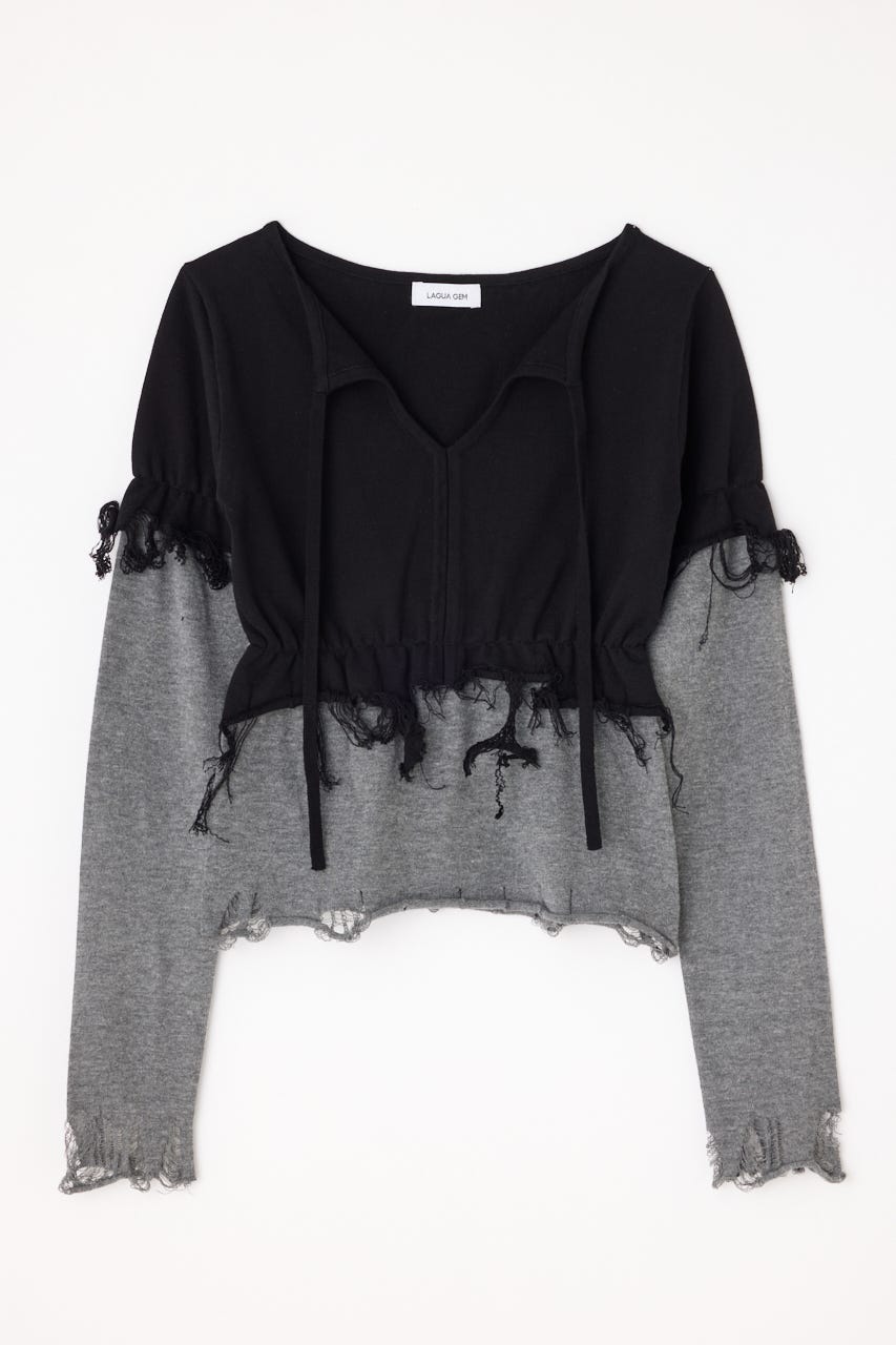 LAGUA GEM | FRONT RIBBON BICOLOR ニット (ニット ) |SHEL'TTER