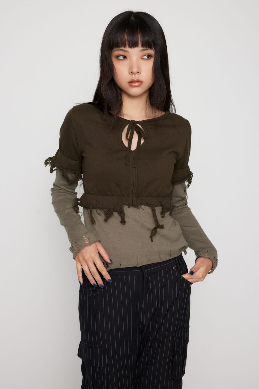 FRONT RIBBON BICOLOR ニット KHA FREE