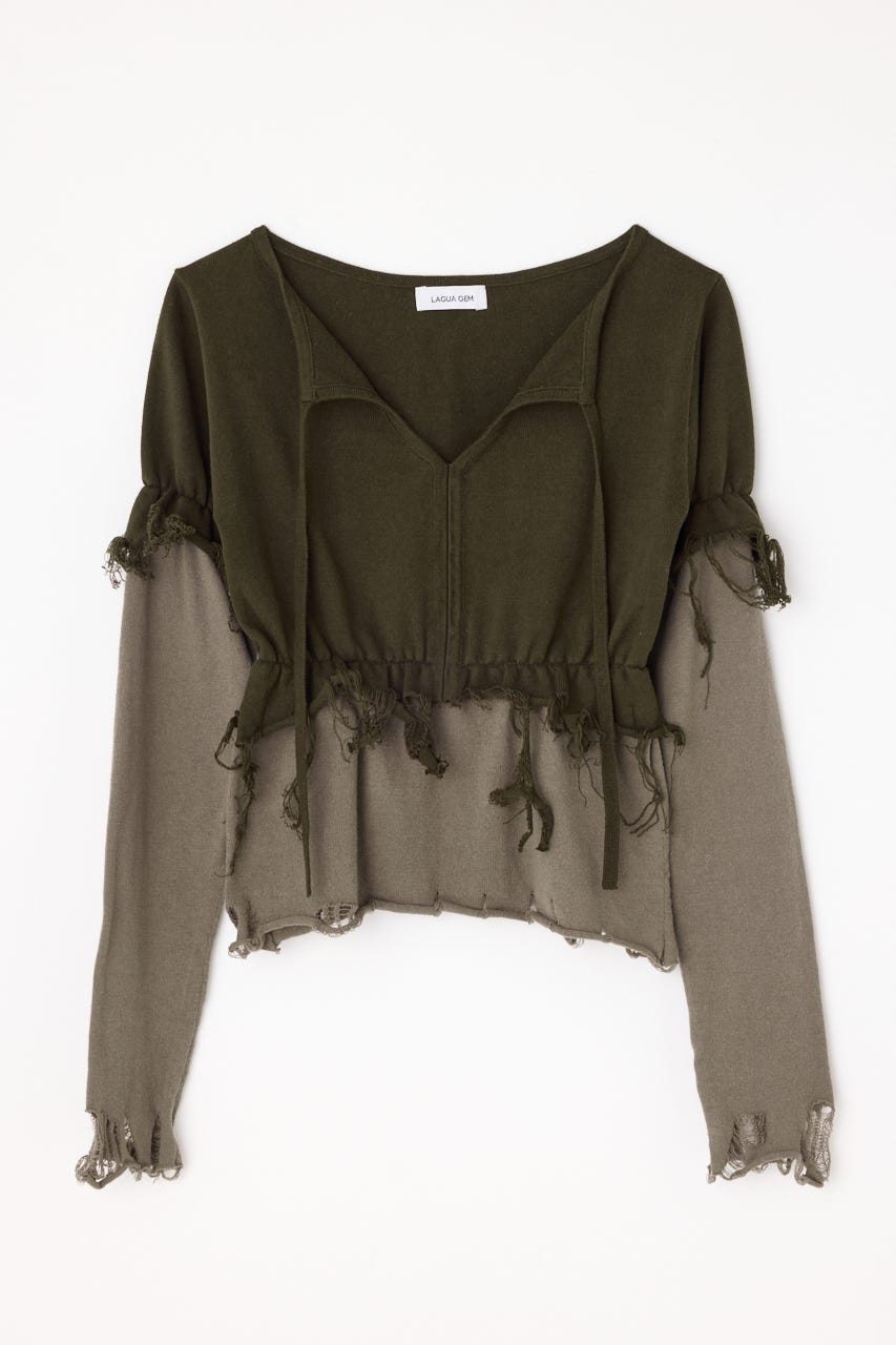 FRONT RIBBON BICOLOR ニット KHA FREE