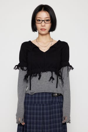 FRONT RIBBON BICOLOR ニット