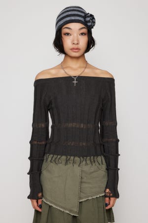 VERONICA オフショルダー シャーベットオフショルダーカットソー 3WAY チョーカー