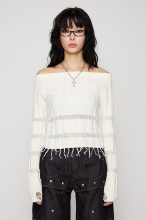 RIB POINT OFF SHOULDER ニット