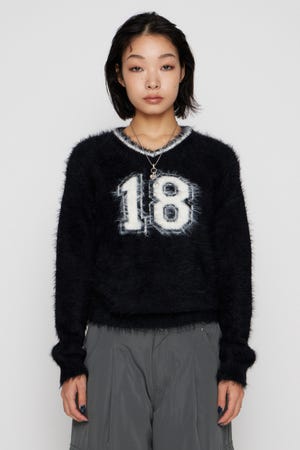 NUMBER SHAGGY KNIT トップス