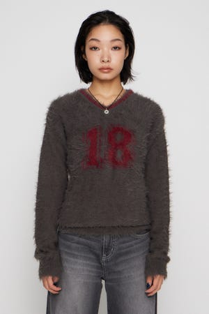 NUMBER SHAGGY KNIT トップス