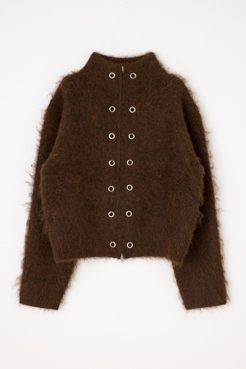 ZIP SIDE EYELET ニット BRN FREE