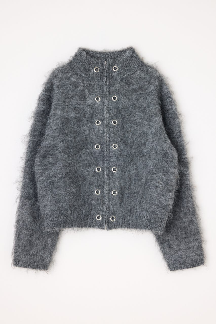 ZIP SIDE EYELET ニット GRY FREE