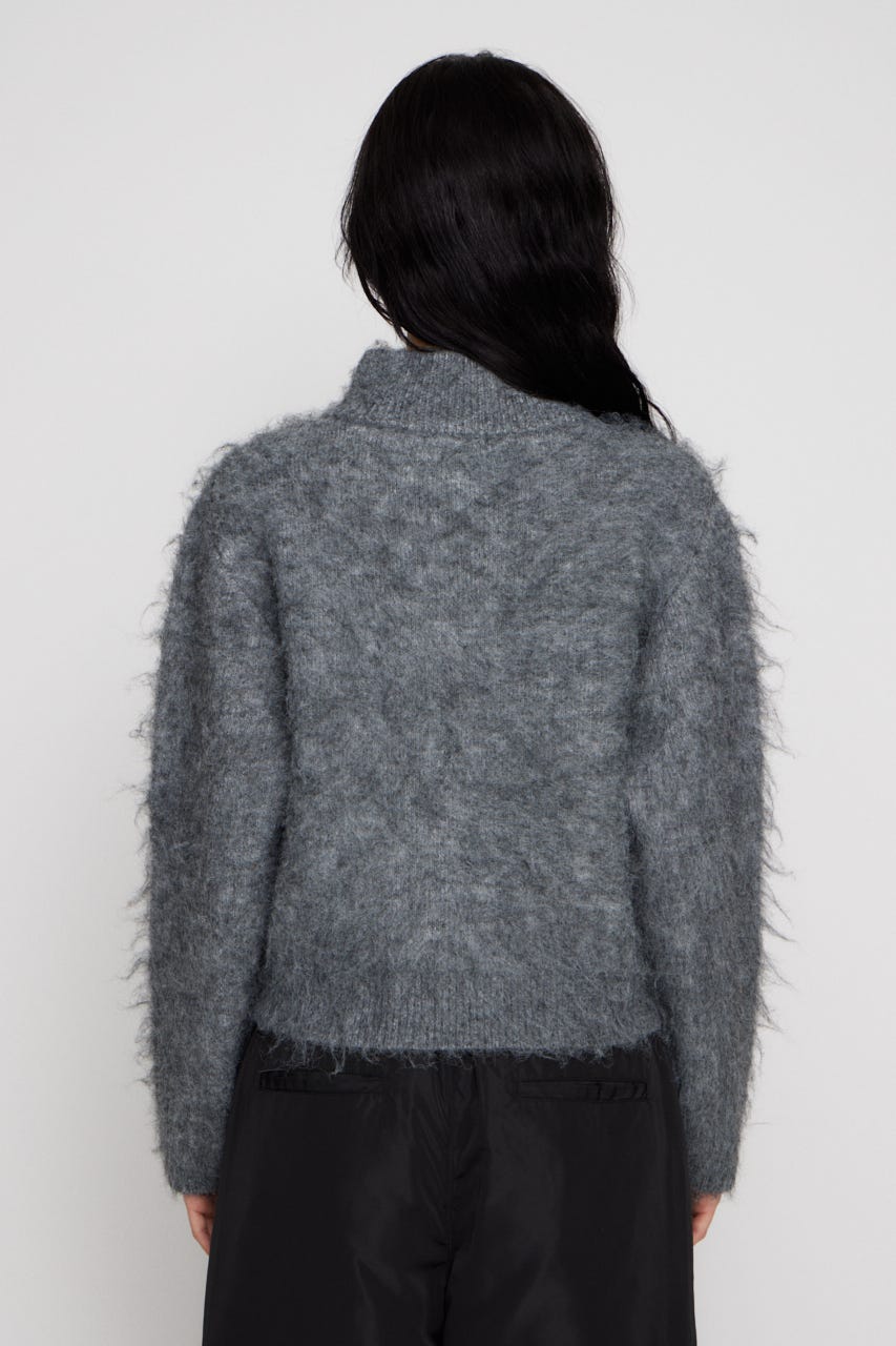 ZIP SIDE EYELET ニット GRY FREE