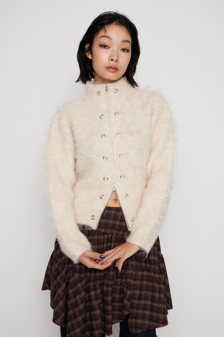 ZIP SIDE EYELET ニット IVOY FREE
