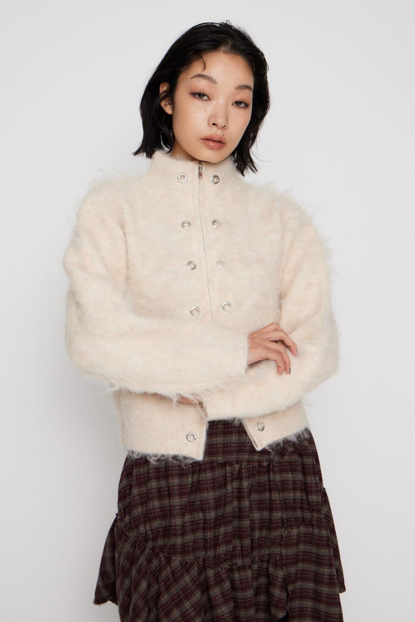 ZIP SIDE EYELET ニット IVOY FREE