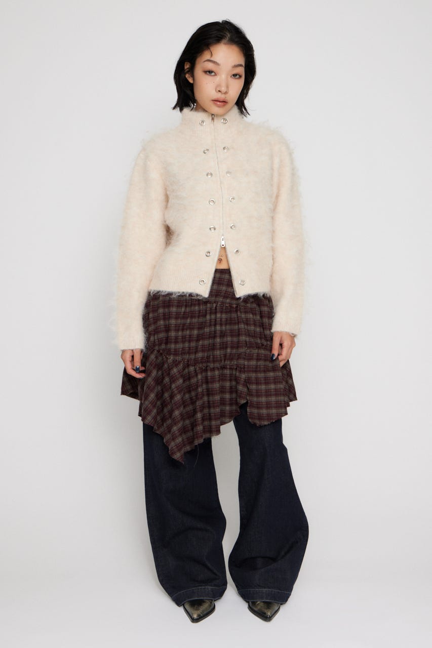 ZIP SIDE EYELET ニット IVOY FREE