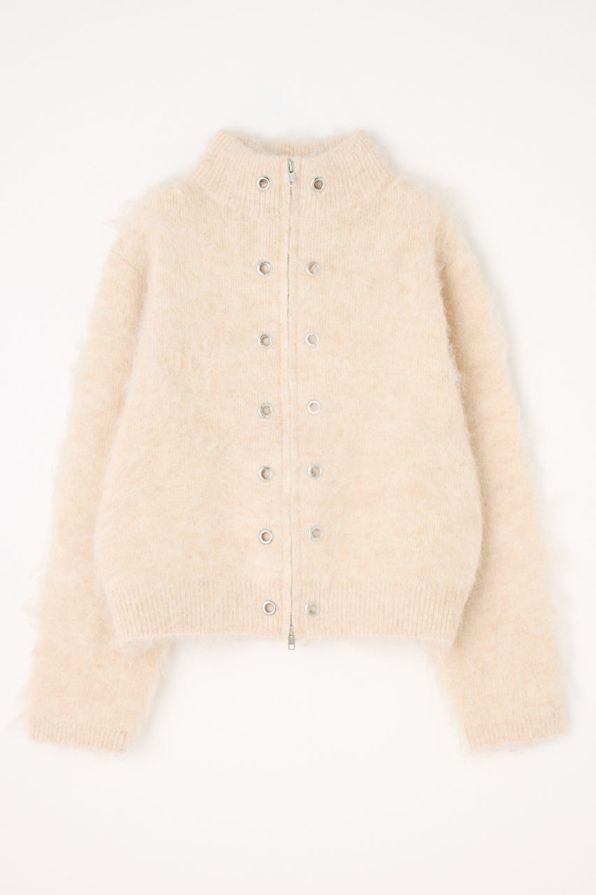ZIP SIDE EYELET ニット IVOY FREE