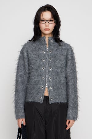 ZIP SIDE EYELET ニット