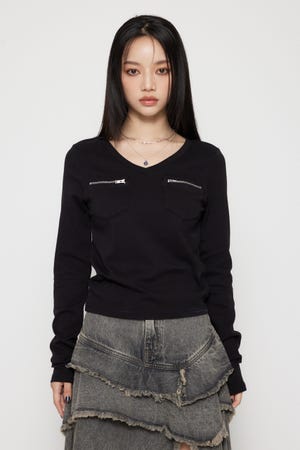 LAGUA GEM | ZIP POCKET ロングスリーブTシャツ (Tシャツ