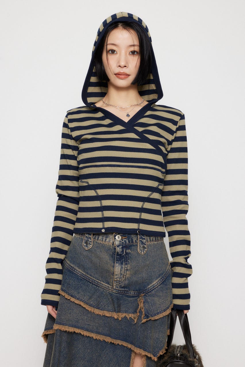 LAGUA GEM | FRONT CROSS BORDER フーディ (Tシャツ・カットソー