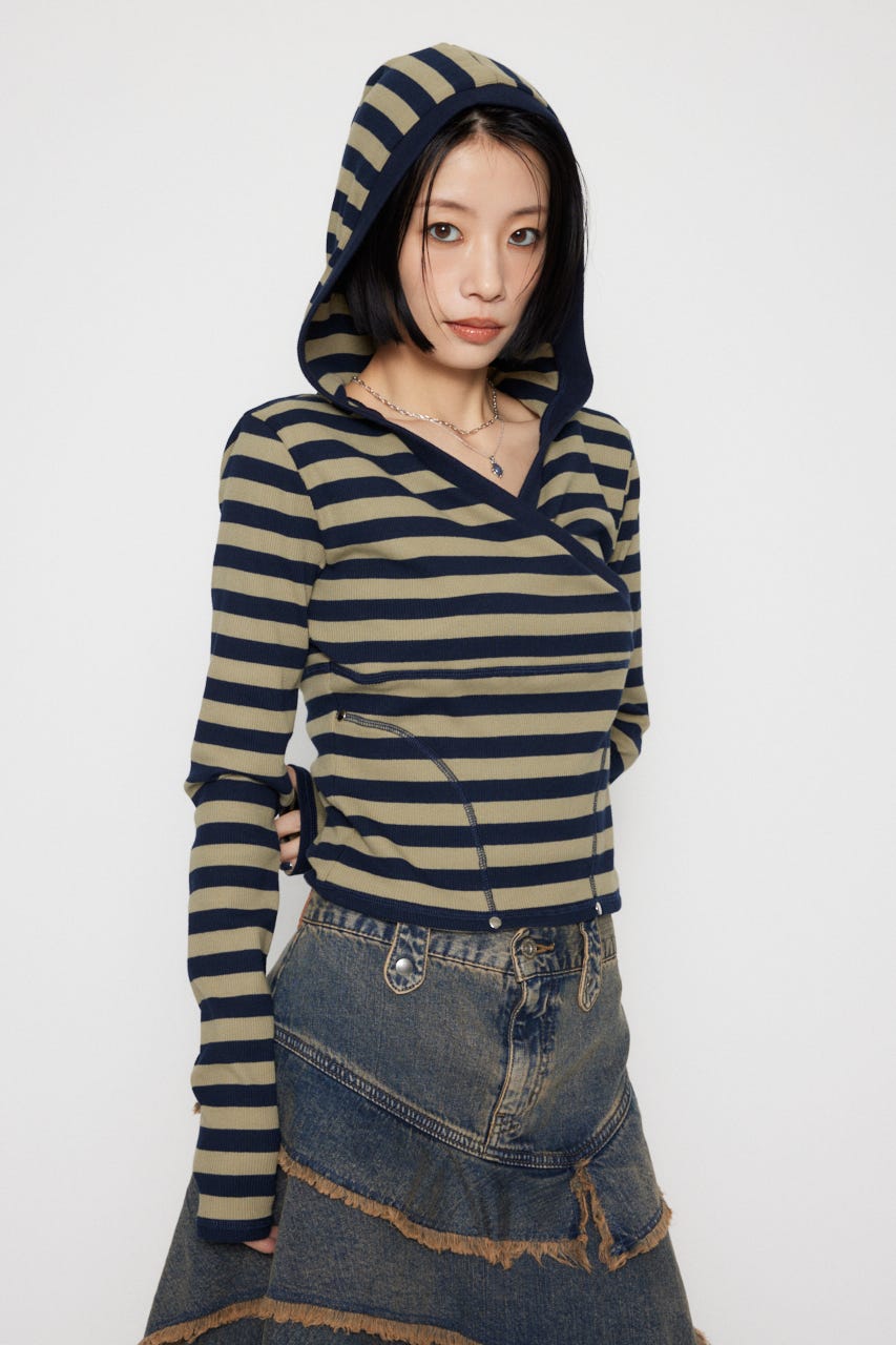 LAGUA GEM | FRONT CROSS BORDER フーディ (Tシャツ・カットソー