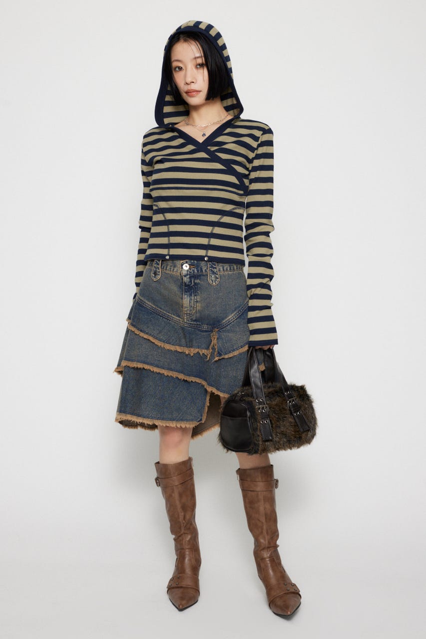 LAGUA GEM | FRONT CROSS BORDER フーディ (Tシャツ・カットソー