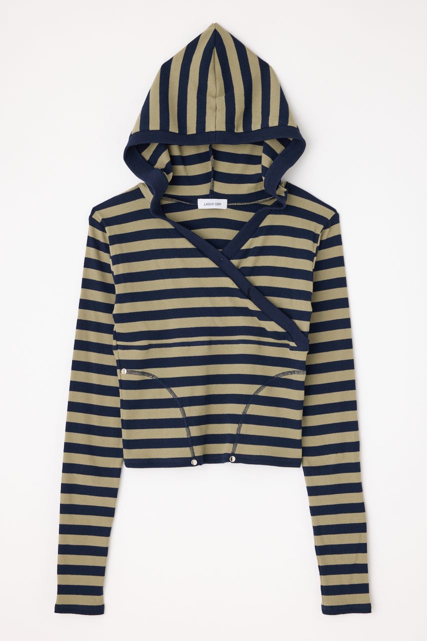 LAGUA GEM | FRONT CROSS BORDER フーディ (Tシャツ・カットソー