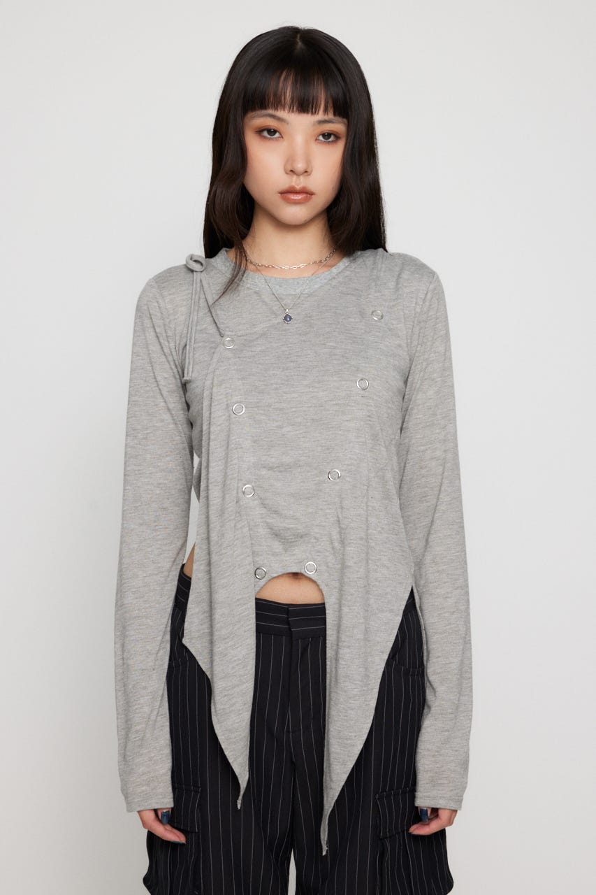 HEM POINT RING BUTTON トップス T.GRY FREE