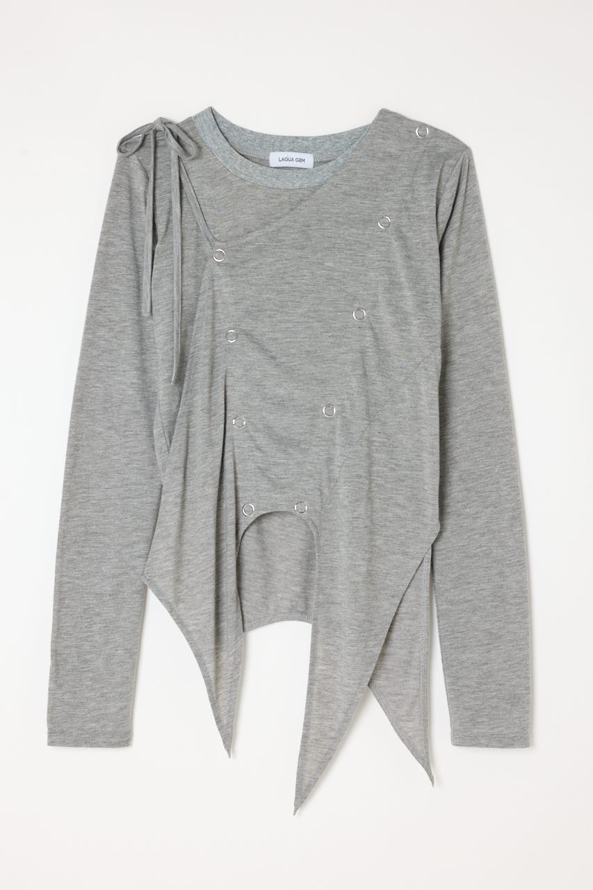 HEM POINT RING BUTTON トップス T.GRY FREE