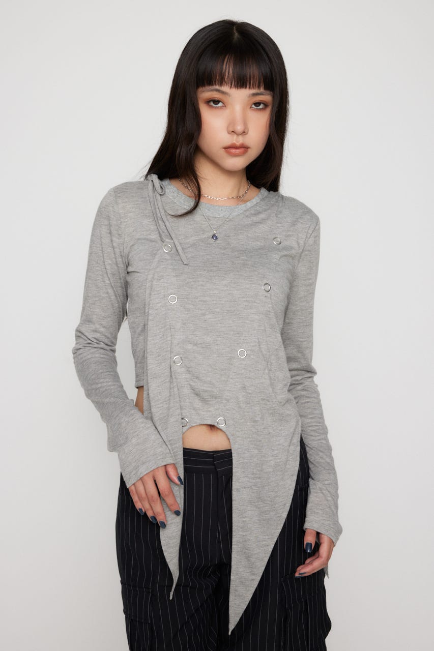 HEM POINT RING BUTTON トップス T.GRY FREE