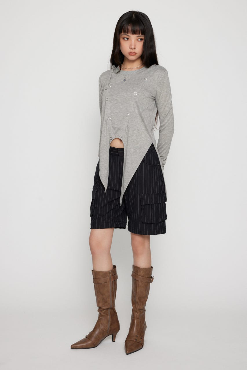 HEM POINT RING BUTTON トップス T.GRY FREE